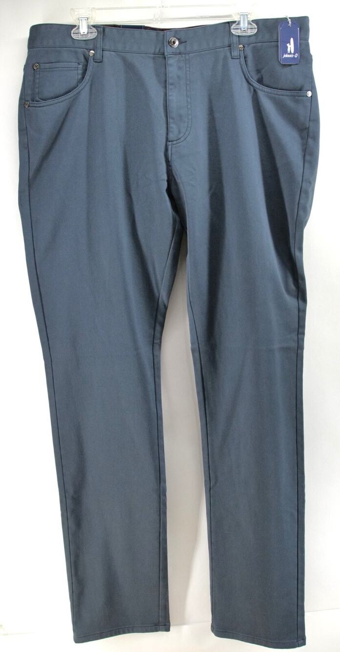 Johnnie-O NWT Men'sTerry 5 Pocket Pants Quarry Charcoal Blue Stretch 33 x 34